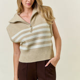Wide Collar Half Zip Top