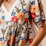 Floral Embroidered Babydoll Top