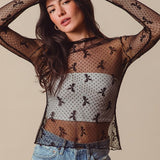 Bow Pattern Sheer Layering Top