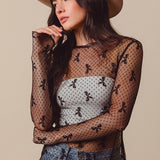 Bow Pattern Sheer Layering Top