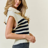 Wide Collar Half Zip Top