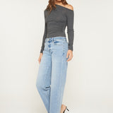 Alaina Mid Rise Loose Fit Jean (Mica Denim)