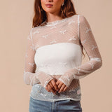 Bow Pattern Sheer Layering Top
