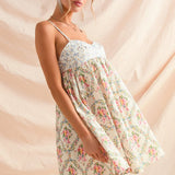 Mixed Floral Smocked Mini Dress