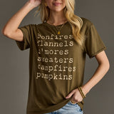"Bonfires, Flannels, S'mores..." Graphic Tee