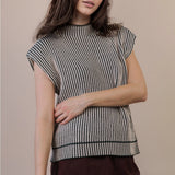 Two Tone Ribbed Sweater Vest