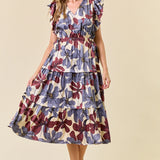Floral Satin Midi Dress