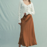 Polka Dot Satin Midi Skirt