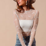 Bow Pattern Sheer Layering Top
