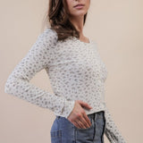 Floral Print Cropped Cardi Top