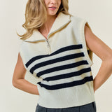 Wide Collar Half Zip Top