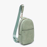Pamela Double Zip Sling Bag (Sage)