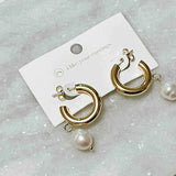 Pearled Dangle Hoop Waterproof Earrings