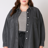 Washed Knit Denim Jacket (Plus)