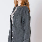 Washed Knit Denim Jacket (Plus)