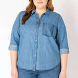 Washed Pocket Denim Shirt (Plus) (Dex)
