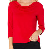 Draped Neck 3/4 Sleeve Knit Top (Liverpool)