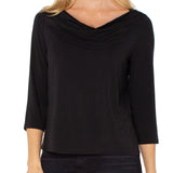 Draped Neck 3/4 Sleeve Knit Top (Liverpool)