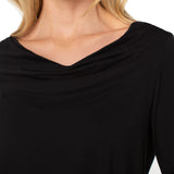 Draped Neck 3/4 Sleeve Knit Top (Liverpool)