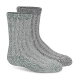 LEMON Little Girls 2 Pk Ribbed Boyfriend Boot Crew Socks (Green/Grey)