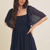 Flutter Sleeve Yoryu Chiffon Dress