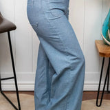 Patched Pocket Wide Leg Jean (Plus)