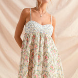 Mixed Floral Smocked Mini Dress