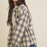 Brushed Plaid Button Down Shacket