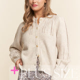 Soft Knit Eyelet Cardi Sweater (Plus)