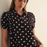 Polka Dot Pintuck Blouse