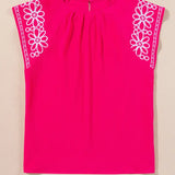 Embroidered Flutter Sleeve Blouse (Plus)