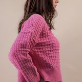 Pretty In Pink Waffle Sweater