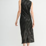 Satin And Stripe Midi Dress
