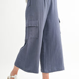 Gauze Wide Leg Cargo Pant