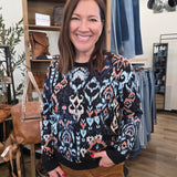 Drop Shoulder Jacquard Sweater (Liverpool)