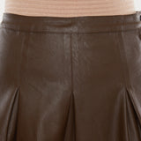 Nyla Mid Rise Pleated Faux Leather Skirt (Kan Can)