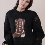 Cowboy Boot Knit Sweater