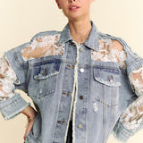 Lace Distressed Denim Jacket