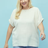 Back Button Gauze Blouse (Plus)