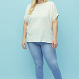 Back Button Gauze Blouse (Plus)