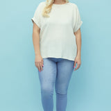 Back Button Gauze Blouse (Plus)