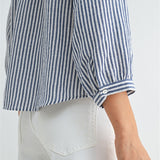 V Neck Striped Button Down
