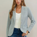 Summer Stripe One Button Blazer