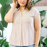Detailed Chest Collar Blouse (Plus)