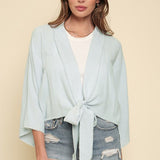 Frayed Hem Linen Kimono