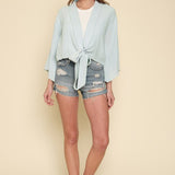 Frayed Hem Linen Kimono