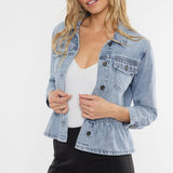 Classic Fit Peplum Denim Jacket (Kan Can)