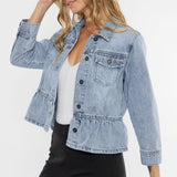 Classic Fit Peplum Denim Jacket (Kan Can)