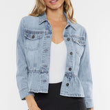 Classic Fit Peplum Denim Jacket (Kan Can)