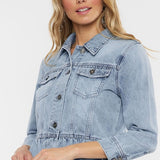 Classic Fit Peplum Denim Jacket (Kan Can)